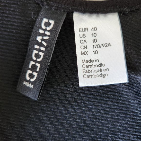 Black Divided by H&M Ribbed Mini Dress Size 10 - Picture 4 of 4